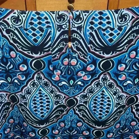 Loft Electric Sapphire Baroque Print Midi Dress Blue Size Small Side Slit - Picture 6 of 12